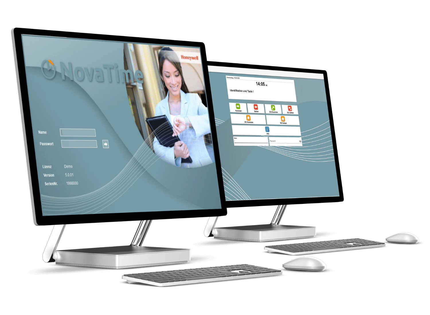 NovaTime Zeiterfassungssoftware auf zwei Desktop Computern